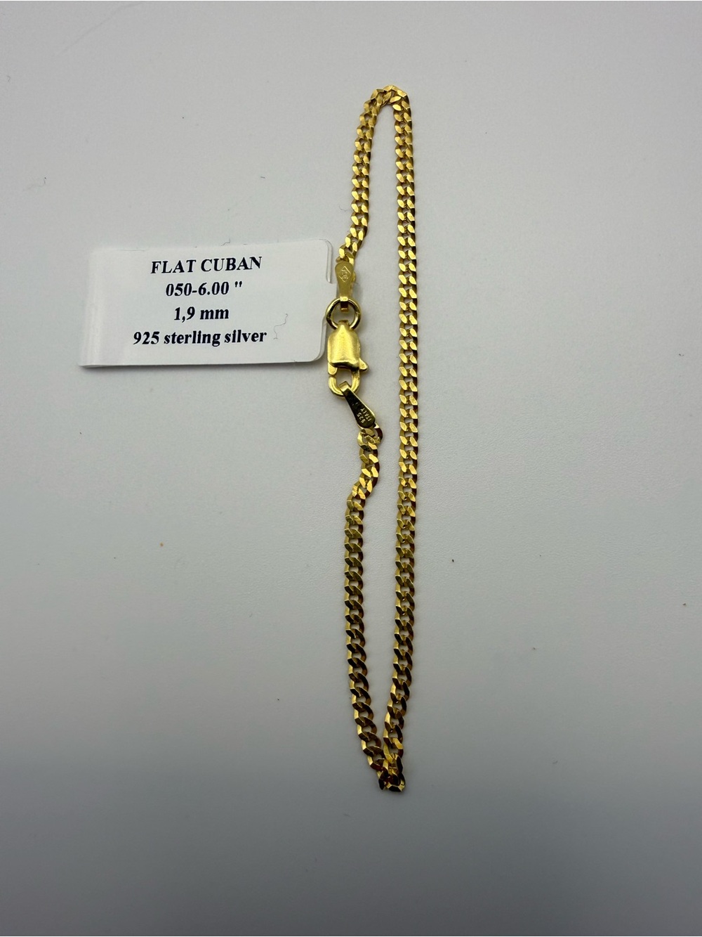 14k Gold Plated Sterling Silver Flat Cuban Bracelet